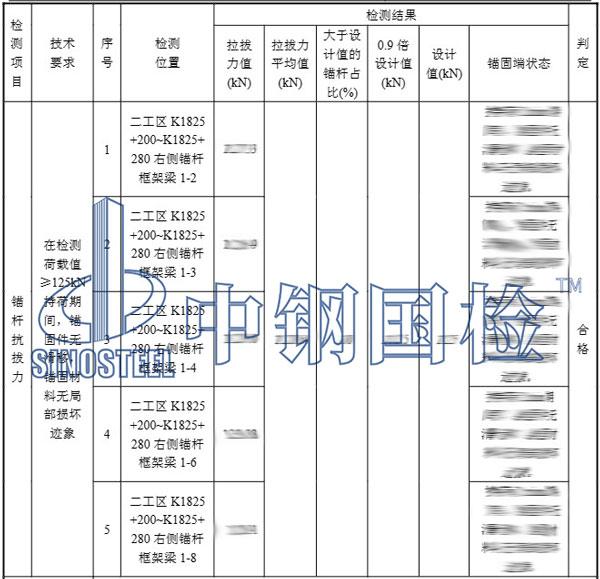 錨桿檢測項目結果