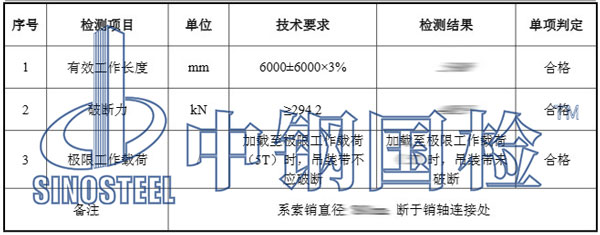 吊帶檢測項目結(jié)果