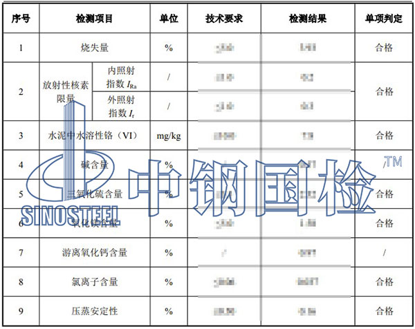 水泥檢測項(xiàng)目結(jié)果