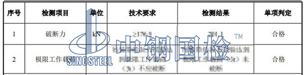 吊帶檢測項目結(jié)果