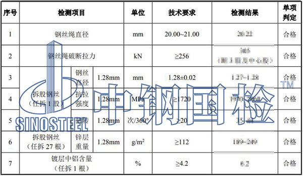 鋼絲繩檢測結果